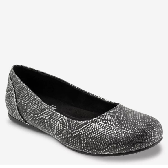 Sonoma Softwalk Ballet Flat grey snake metallic silverr black python 9.5 W wide - Picture 1 of 10
